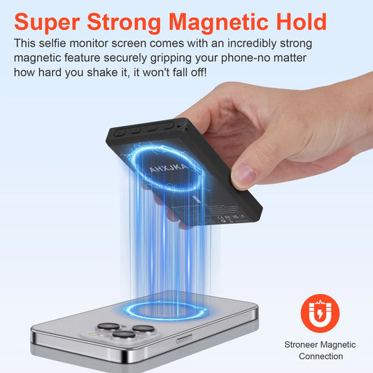 AHXJKA Wireless magnetic Vlog Iphone Selfie Monitor Screen Support Using Rear Camera for iPhone Selfie Vlog Live Stream TikTok