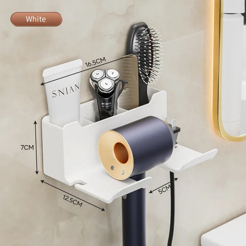 Bathroom wall rack hair dryer holder - Bathroom hair dryer holder storage box - Shower hair dryer and accessory storage rack