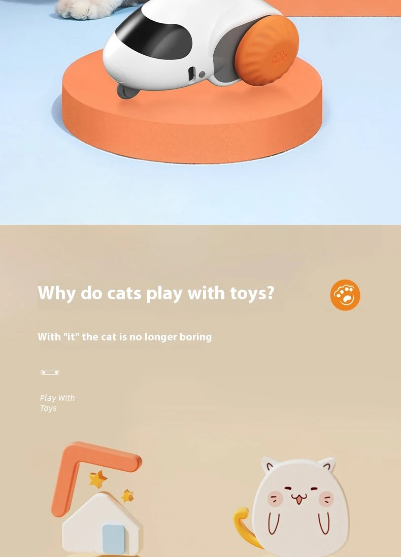 Smart Interactive Cat Toy Car Auto-Running Pet Vehicle with Obstacle Detection Durable for Indoor Cats Play