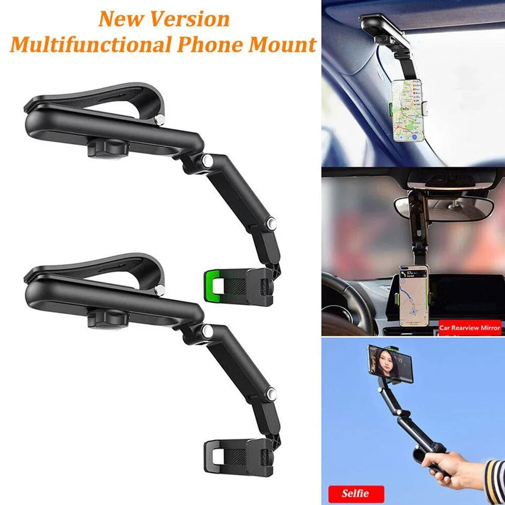 Car Mobile Phone Holder Sun Visor Bracket 1080° Rotation Installation Gps Mobile Phone Mobile Car Clip Bracket Bracket