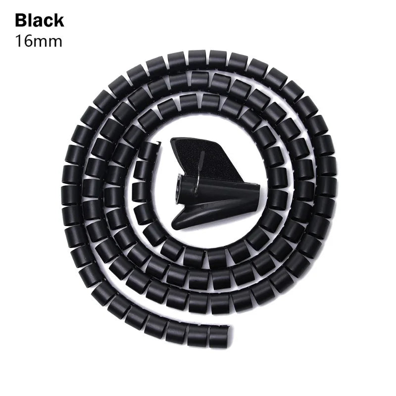 2M Spiral Cable Wire Protector Cable Organizer Computer Cord Protective Tube Clip Organizer Management Tools 10/16/22/28/32mm