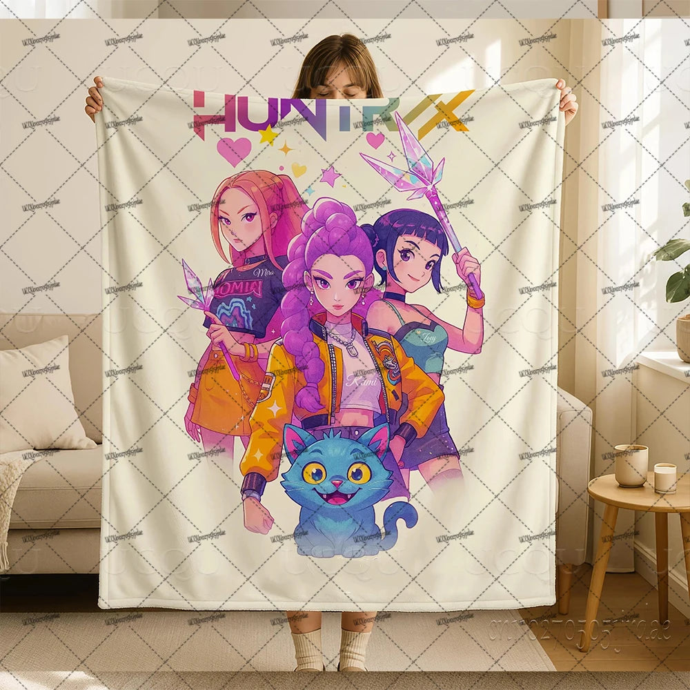 K-pop Demon Hunters Huntrix Blankets Quality Winter Warm Throw Blanket Girls Boys Gifts Sofa Bed Blankets Christmas Gifts