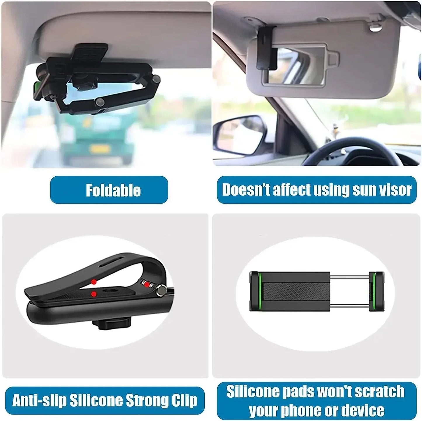 Car Mobile Phone Holder Sun Visor Bracket 1080° Rotation Installation Gps Mobile Phone Mobile Car Clip Bracket Bracket