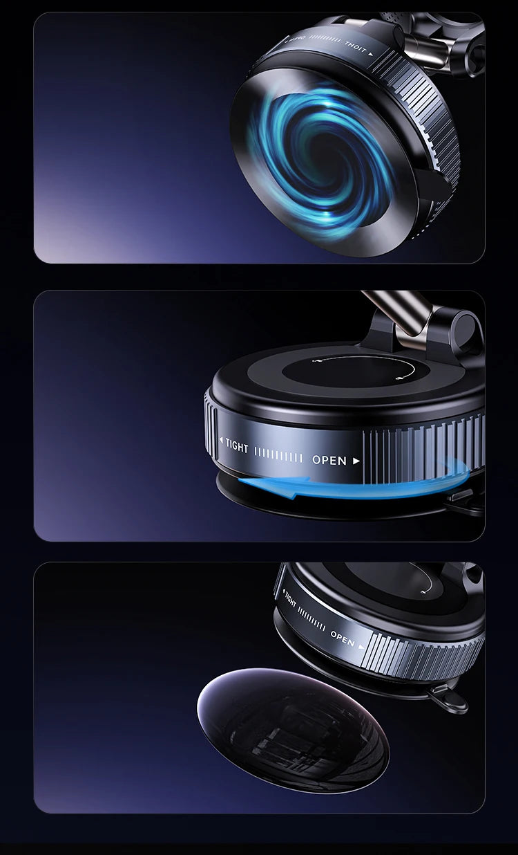 Car Mount Electric Vacuum Magnetic Holder Foldable Strong Suction Stand For Cell Phone For iphone 12 13 14 15 16 Live Streaming