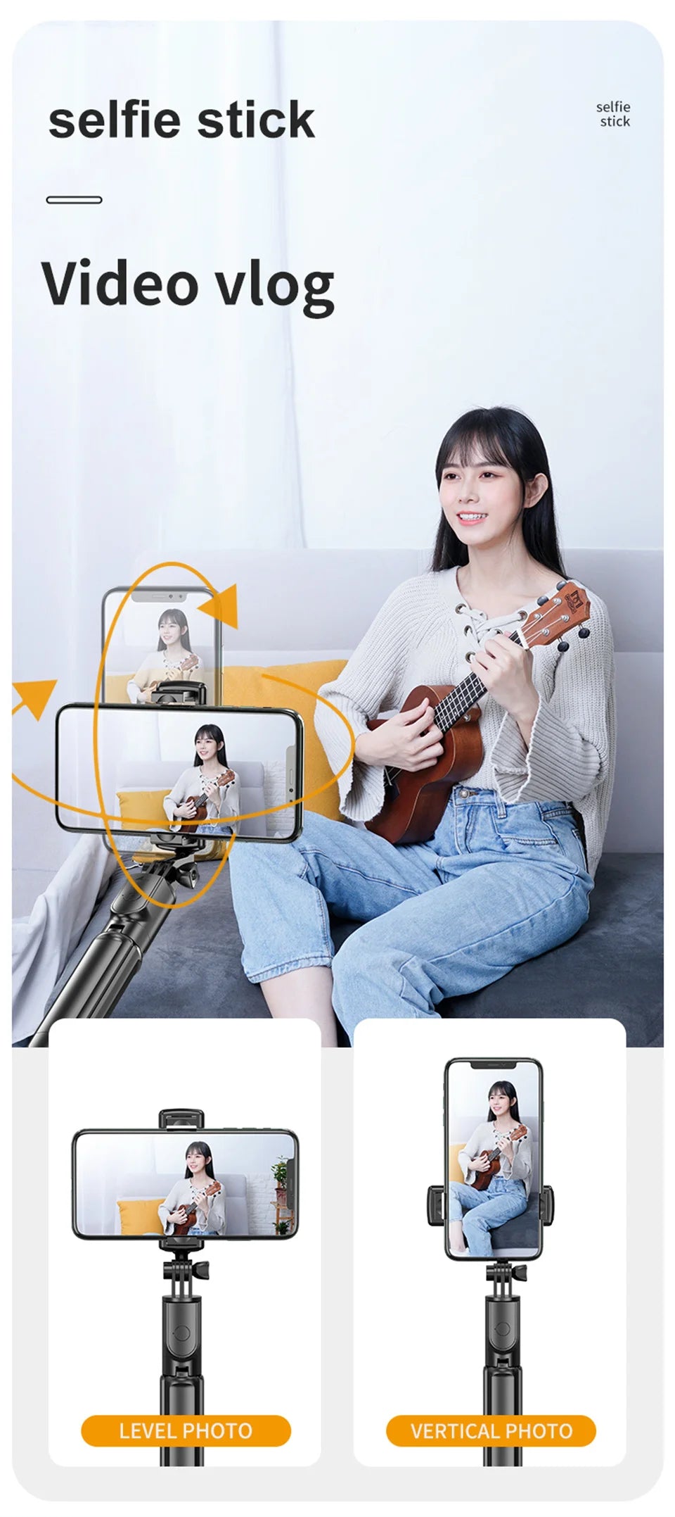 Wireless Selfie Stick Tripod Stand Bluetooth Remote Extendable Tripod for iPhone Mobile Phone Tiktok Live Streaming