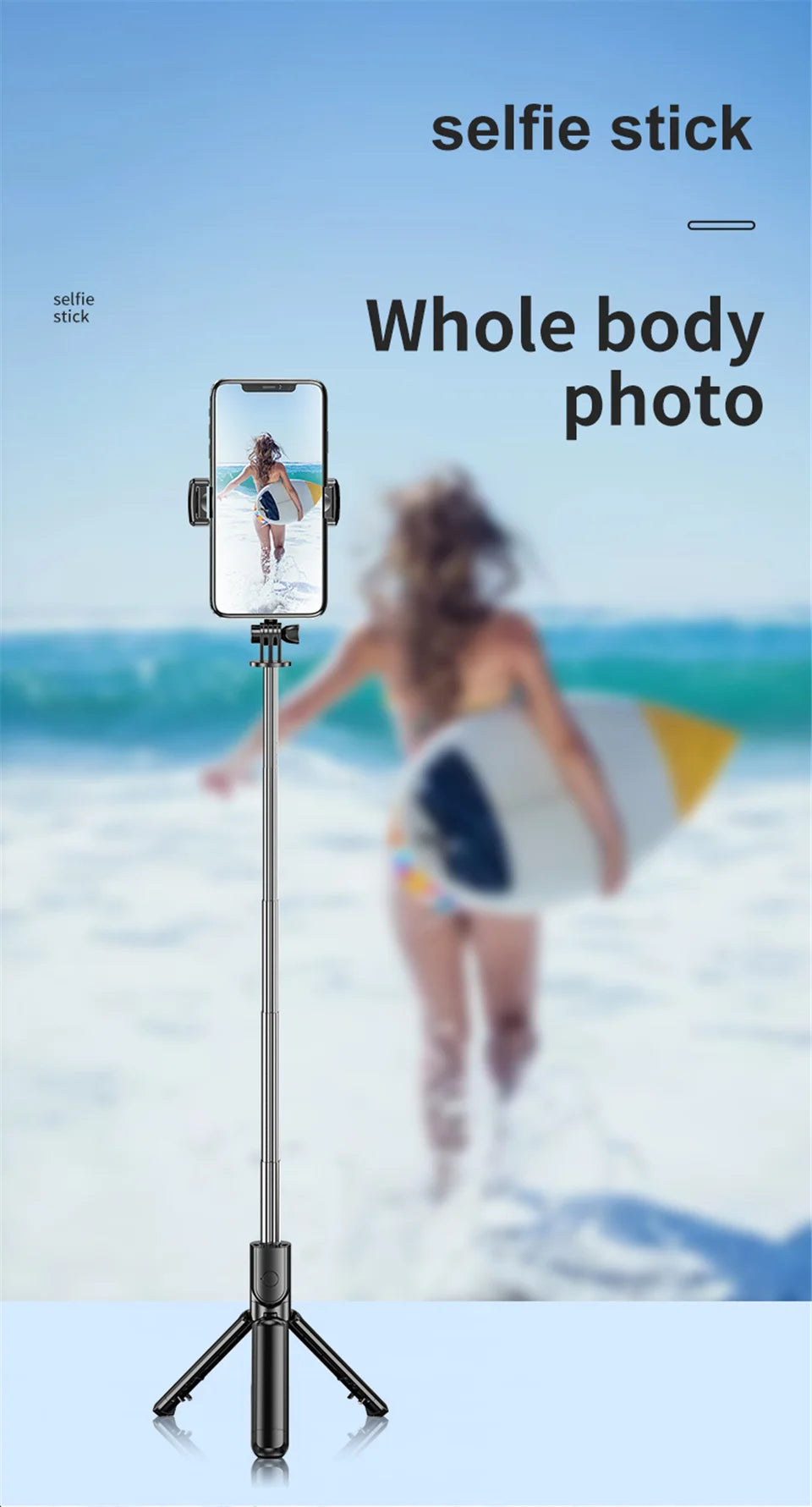 Wireless Selfie Stick Tripod Stand Bluetooth Remote Extendable Tripod for iPhone Mobile Phone Tiktok Live Streaming