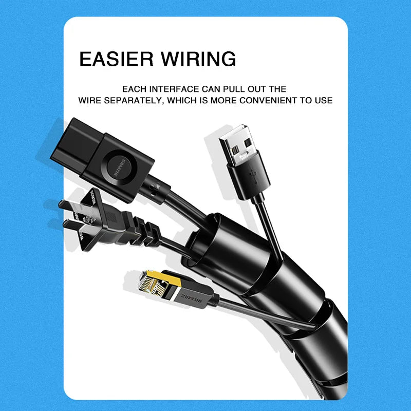 2M Spiral Cable Wire Protector Cable Organizer Computer Cord Protective Tube Clip Organizer Management Tools 10/16/22/28/32mm