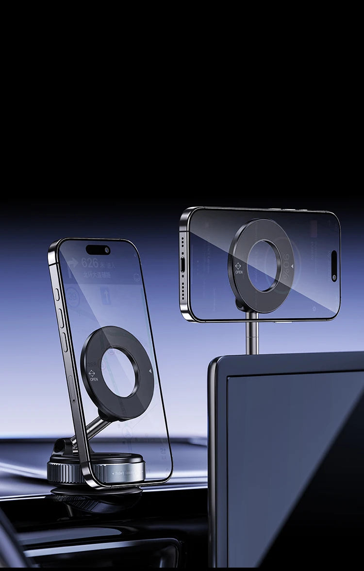 Car Mount Electric Vacuum Magnetic Holder Foldable Strong Suction Stand For Cell Phone For iphone 12 13 14 15 16 Live Streaming