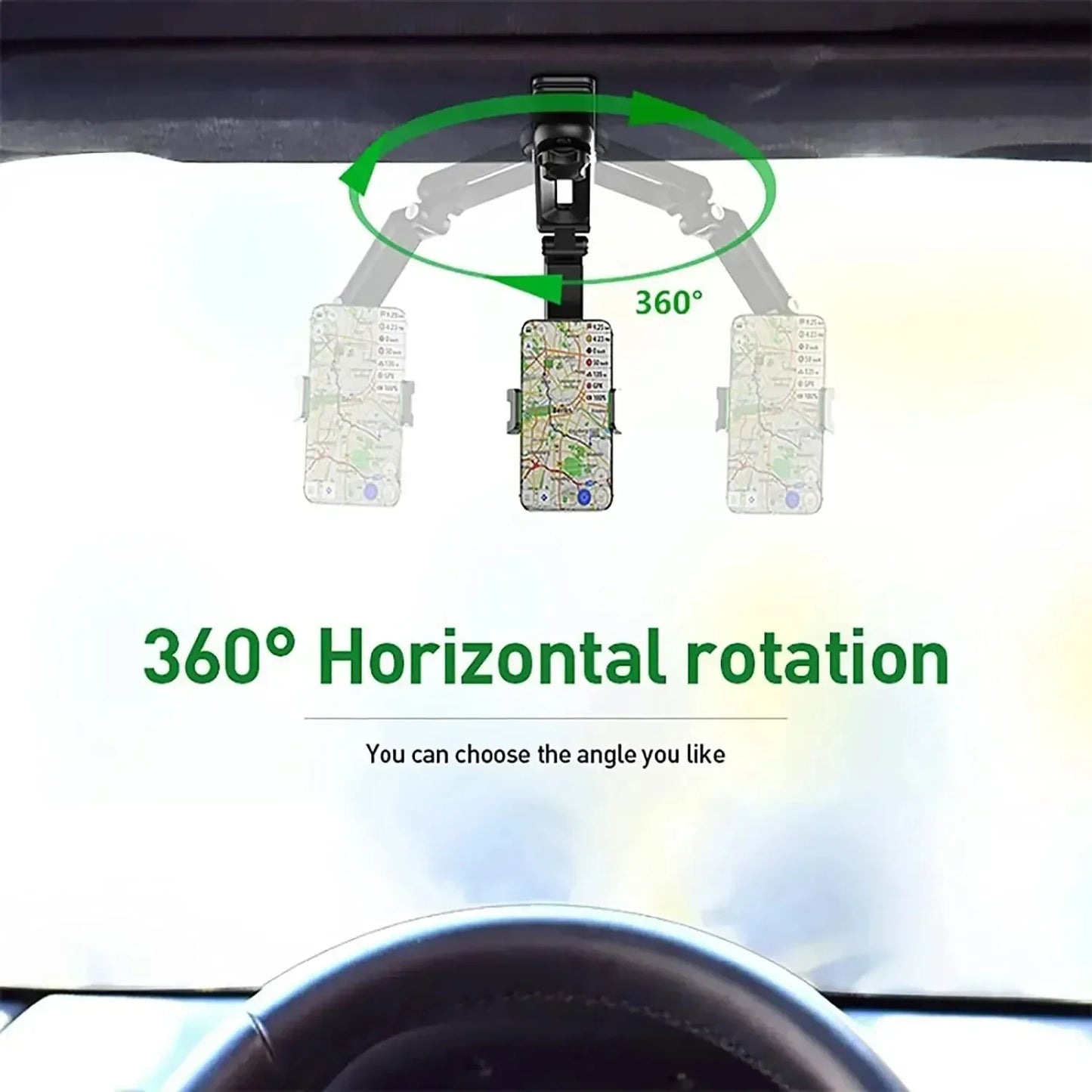 Car Mobile Phone Holder Sun Visor Bracket 1080° Rotation Installation Gps Mobile Phone Mobile Car Clip Bracket Bracket