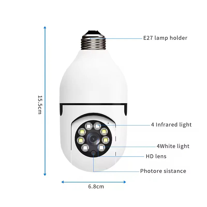 Bulb E27 Surveillance Camera Full Color Night Vision Automatic Human Tracking Zoom Indoor Security Monitor Wifi Miini IP Camera