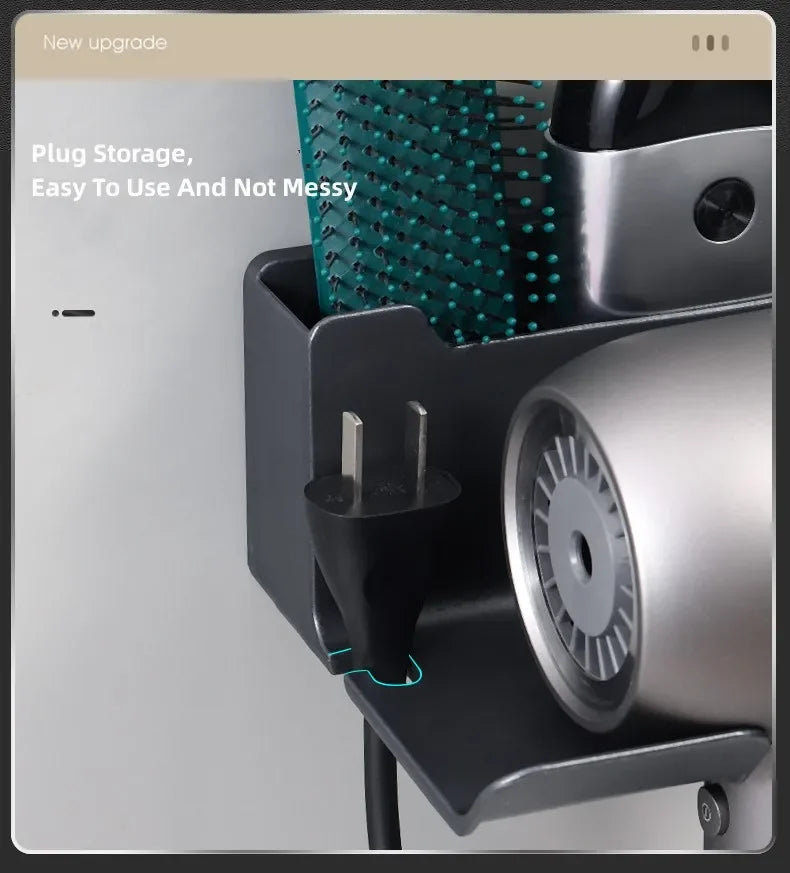 Bathroom wall rack hair dryer holder - Bathroom hair dryer holder storage box - Shower hair dryer and accessory storage rack
