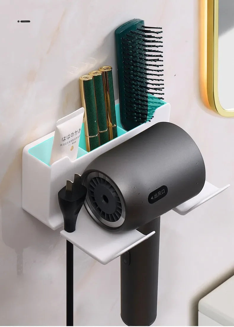 Bathroom wall rack hair dryer holder - Bathroom hair dryer holder storage box - Shower hair dryer and accessory storage rack