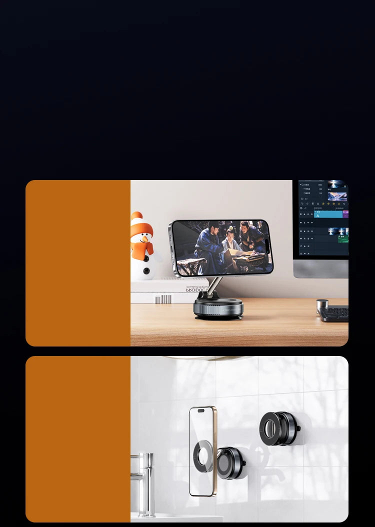 Car Mount Electric Vacuum Magnetic Holder Foldable Strong Suction Stand For Cell Phone For iphone 12 13 14 15 16 Live Streaming