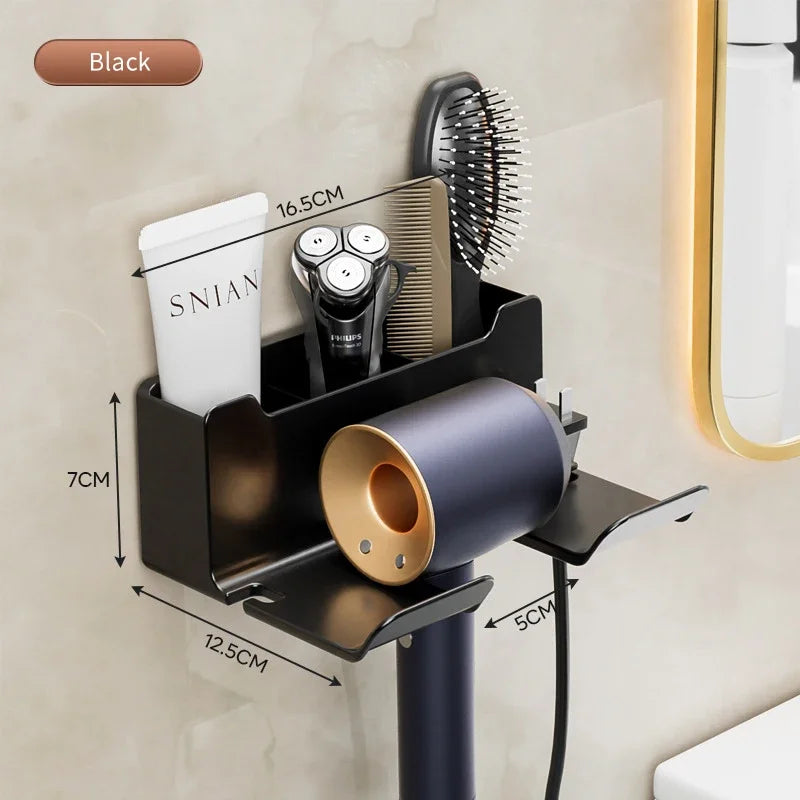 Bathroom wall rack hair dryer holder - Bathroom hair dryer holder storage box - Shower hair dryer and accessory storage rack