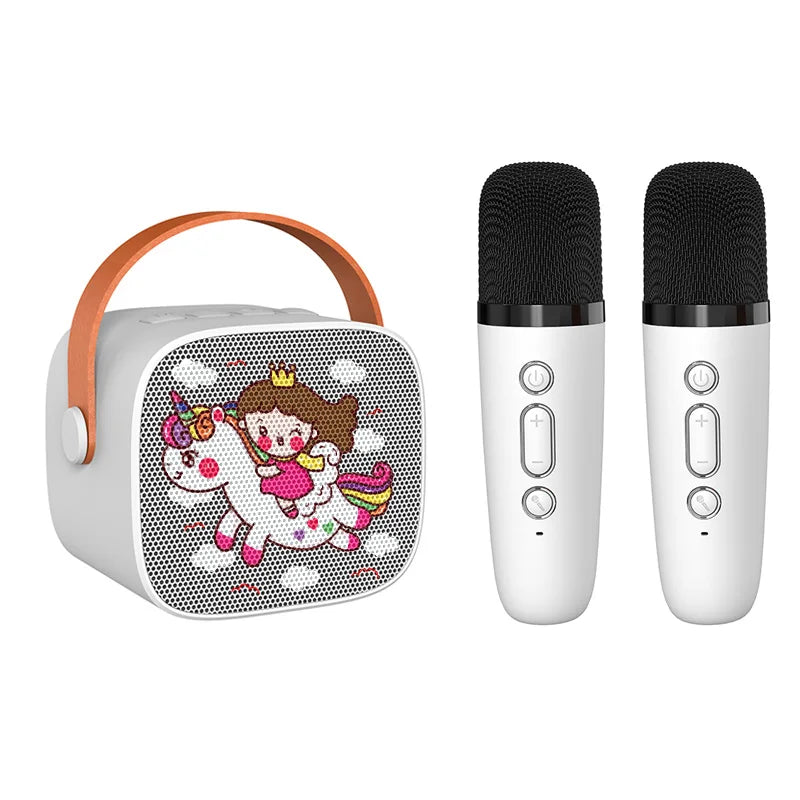 Mini Karaoke Machine for Kids Portable Speaker With 1-2 Wireless Microphone for Home KTV Birthday Party Holiday Gifts