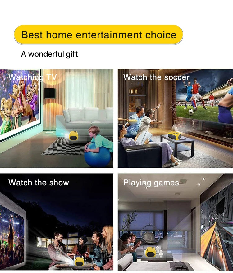 Home Theater YG300 Mini Projector Support 1080P Decoding Built-in Audio LED Projector for Smartphone Notebook 3D Glasses As Gift