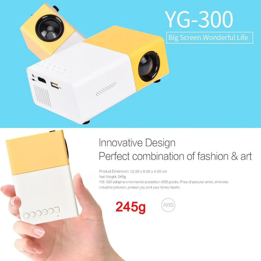 YG300 LED Outdoor Mini HD 1080P Mobile Projector YG300 USB Children's Projector Ultra-clear Mini Portable Mini Projector
