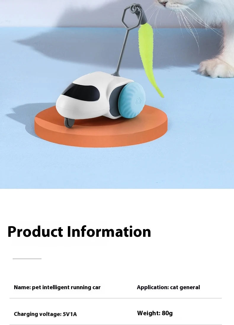 Smart Interactive Cat Toy Car Auto-Running Pet Vehicle with Obstacle Detection Durable for Indoor Cats Play