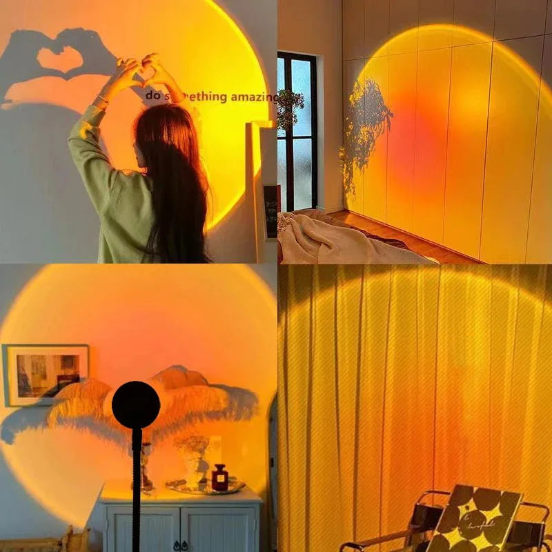 LED Sunset Lamp USB Rainbow Neon Night Light Projector Lamp Room Phone Self Photography Atmosphere Light Bedroom Wall Decor Gift