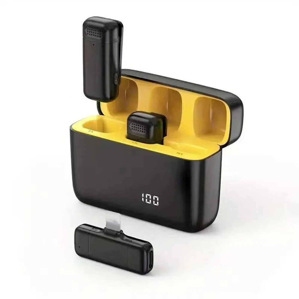 Wireless Lavalier Microphone Charging Case Mic Portable Audio Video Recording for iPhone Android Notebook Live Gaming Mic
