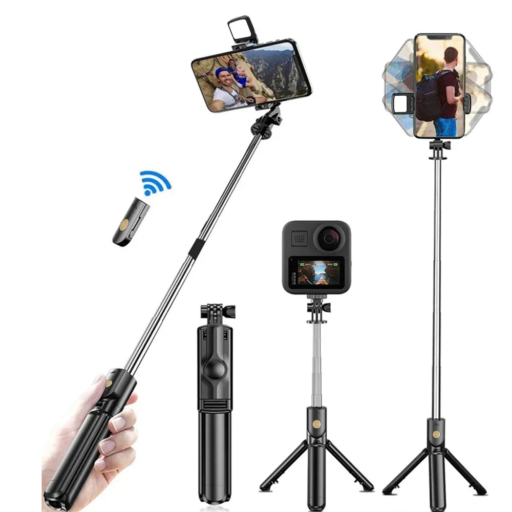 Handheld 360 Degree Flexible Sports Camera Monopod Stand Mobile Phone Mini Selfie Stick Tripod With Wireless Remote