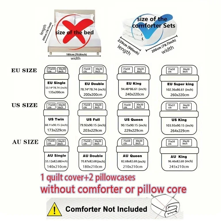 3pcsK-Pop Demon Hunters Printed Chipless Bedding Set Multi Size Comfortable Bedroom Bedding Decoration Machine Washable