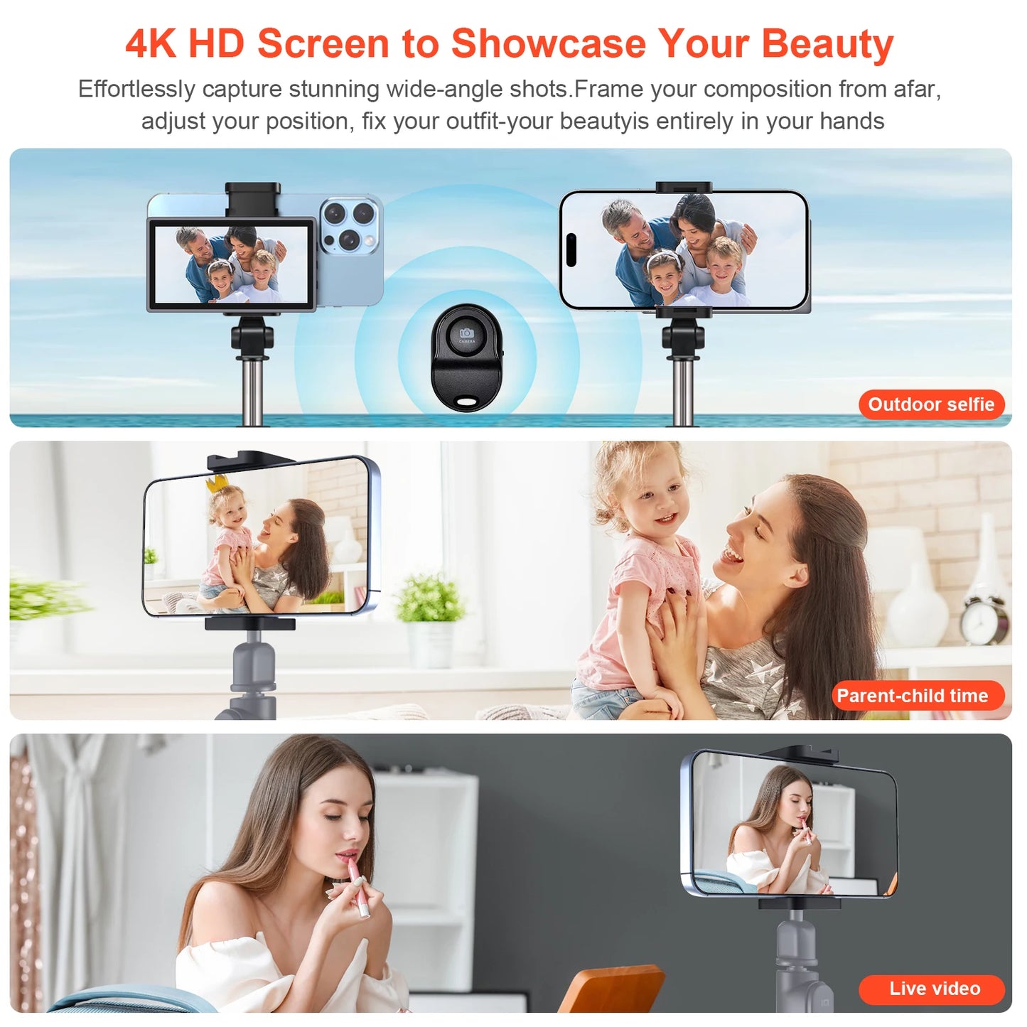 AHXJKA Wireless magnetic Vlog Iphone Selfie Monitor Screen Support Using Rear Camera for iPhone Selfie Vlog Live Stream TikTok