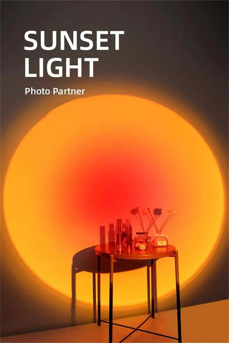 LED Sunset Lamp USB Rainbow Neon Night Light Projector Lamp Room Phone Self Photography Atmosphere Light Bedroom Wall Decor Gift
