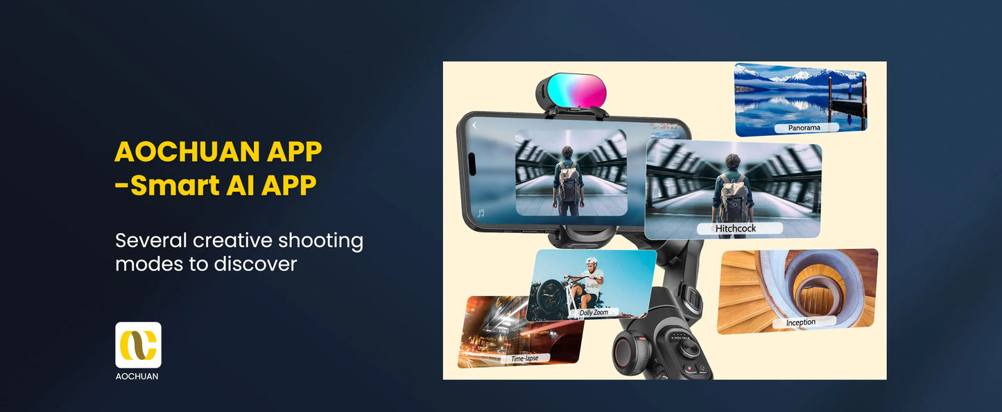 AOCHUAN Smart XE Combo Phone Gimbal Stabilizer with Extension Rod 3-Axis Phone Gimbal Stabilizer For iphone and Android phone