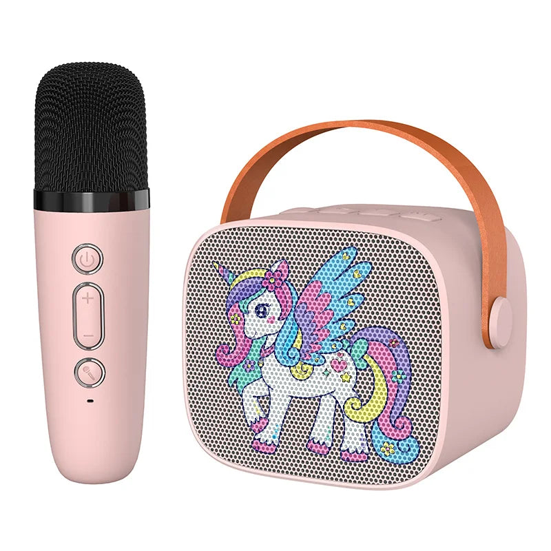 Mini Karaoke Machine for Kids Portable Speaker With 1-2 Wireless Microphone for Home KTV Birthday Party Holiday Gifts