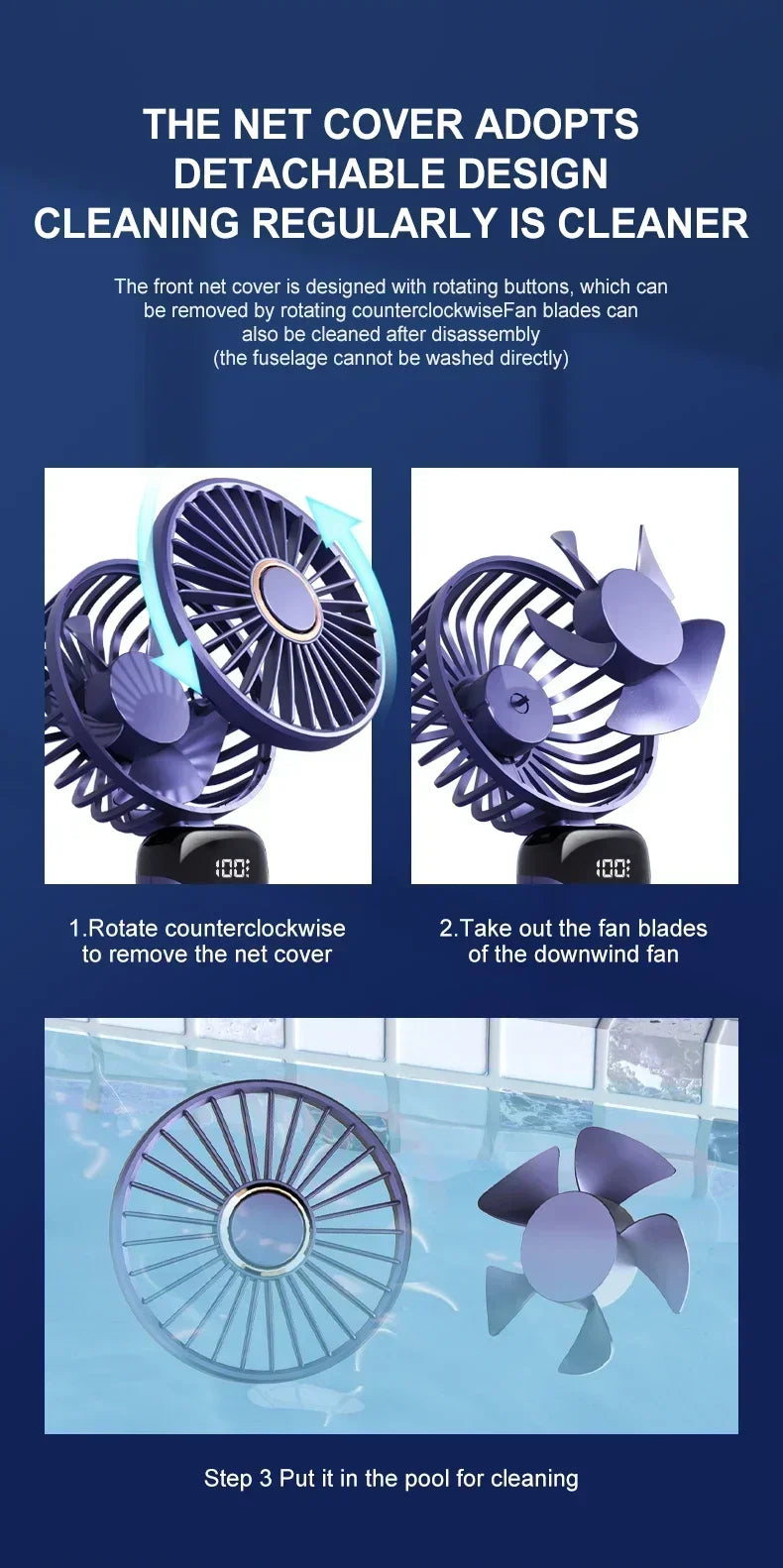 Foldable USB handheld fan -5-speed rechargeable mini fan, can be used as a phone holder and display screen