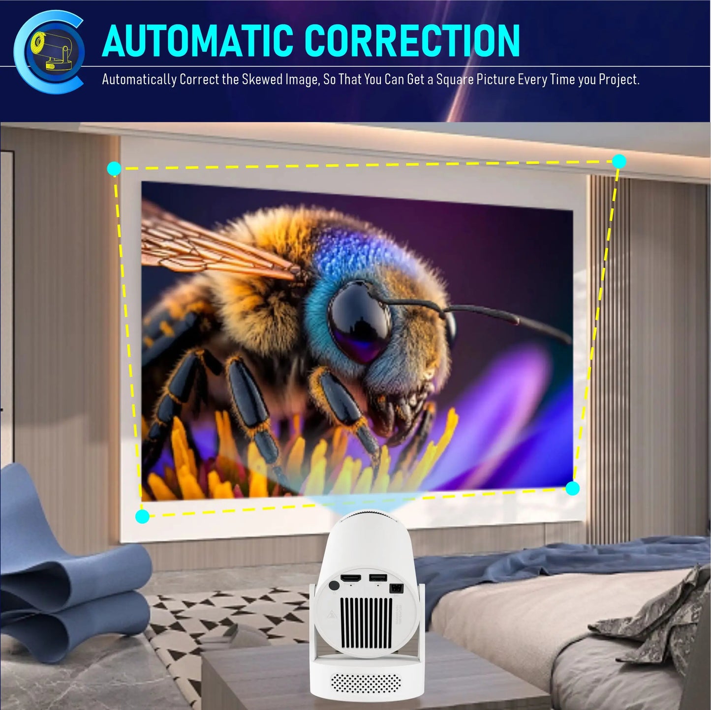 HY300Ultra Smart Projector 4K Android 11 Dual Wifi6 170 ANSI Quad-core Allwinner H713 1080P Home Cinema Outdoor Projetor