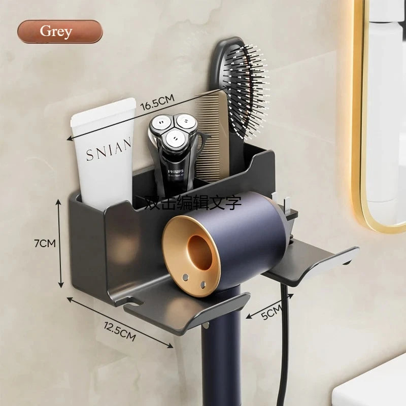 Bathroom wall rack hair dryer holder - Bathroom hair dryer holder storage box - Shower hair dryer and accessory storage rack