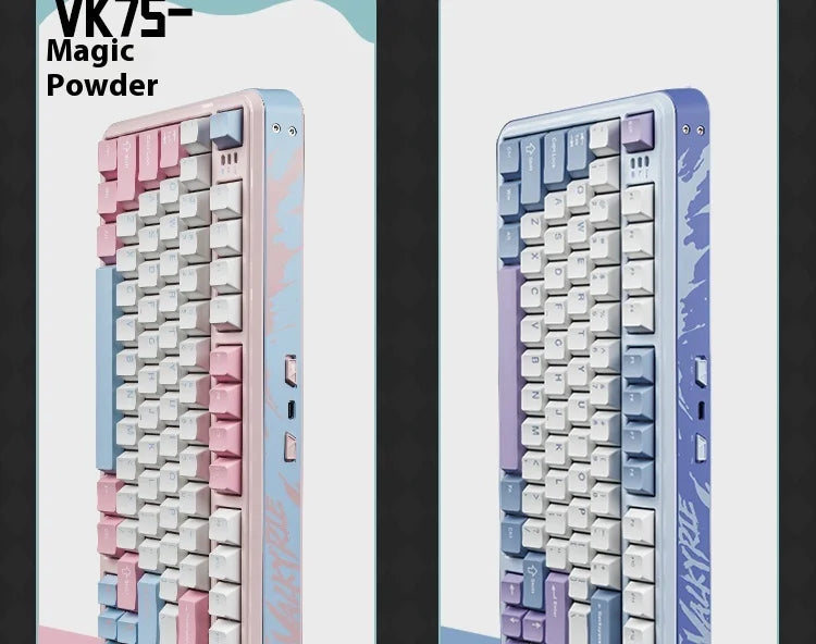 Valkyrie Vk75 Mechanical Keyboard Tri Mode E-Game Hot Swappable 2.4g/Wired/Bluetooth Rgb Gasket Customized Mechanical Keyboard