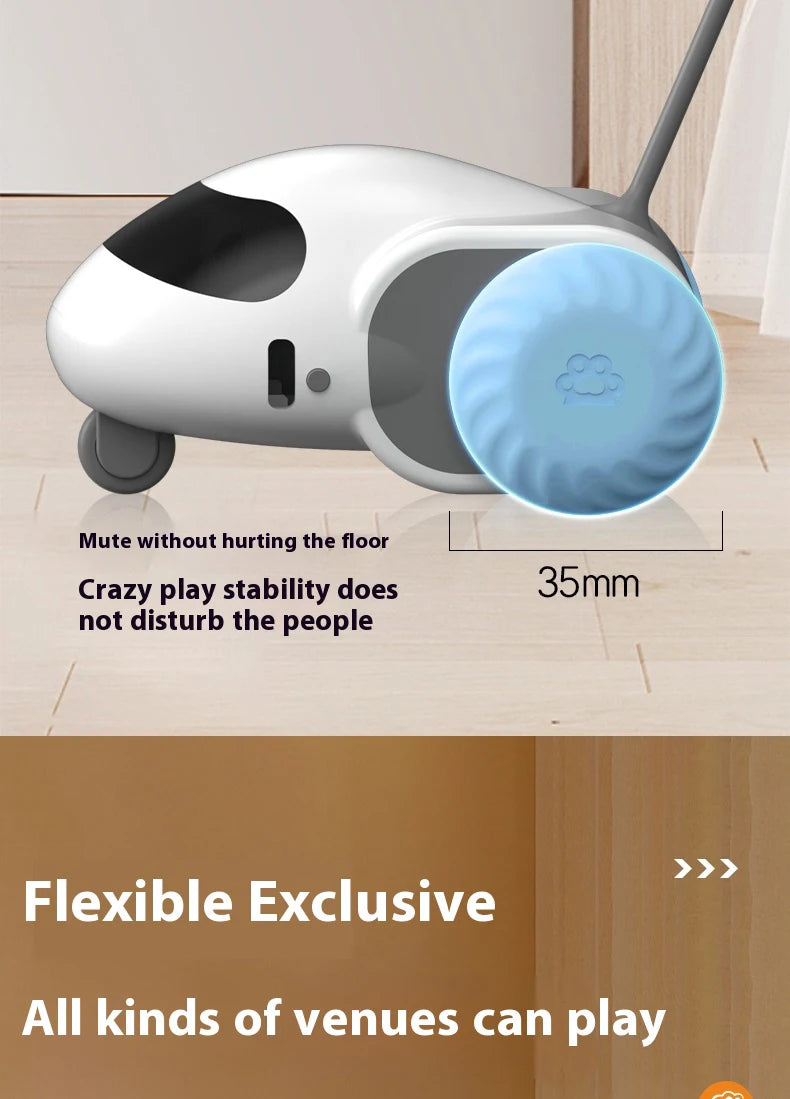 Smart Interactive Cat Toy Car Auto-Running Pet Vehicle with Obstacle Detection Durable for Indoor Cats Play
