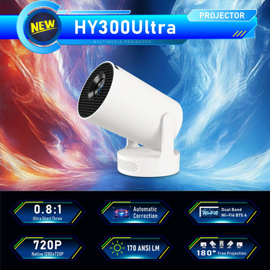 HY300Ultra Smart Projector 4K Android 11 Dual Wifi6 170 ANSI Quad-core Allwinner H713 1080P Home Cinema Outdoor Projetor