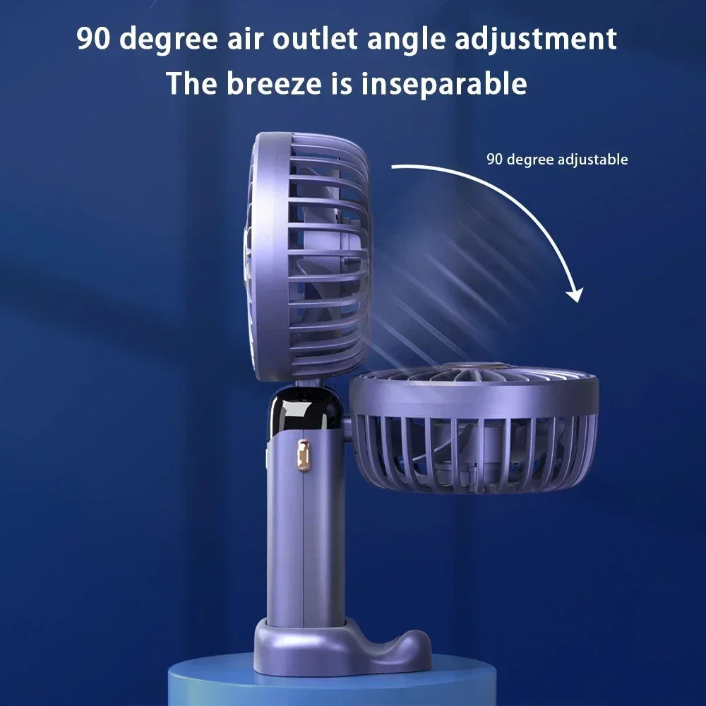 Foldable USB handheld fan -5-speed rechargeable mini fan, can be used as a phone holder and display screen