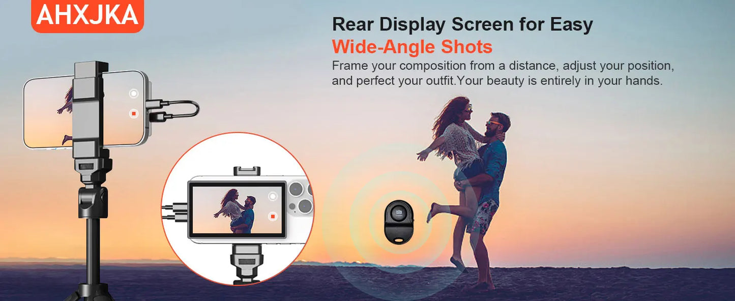 AHXJKA Wireless magnetic Vlog Iphone Selfie Monitor Screen Support Using Rear Camera for iPhone Selfie Vlog Live Stream TikTok