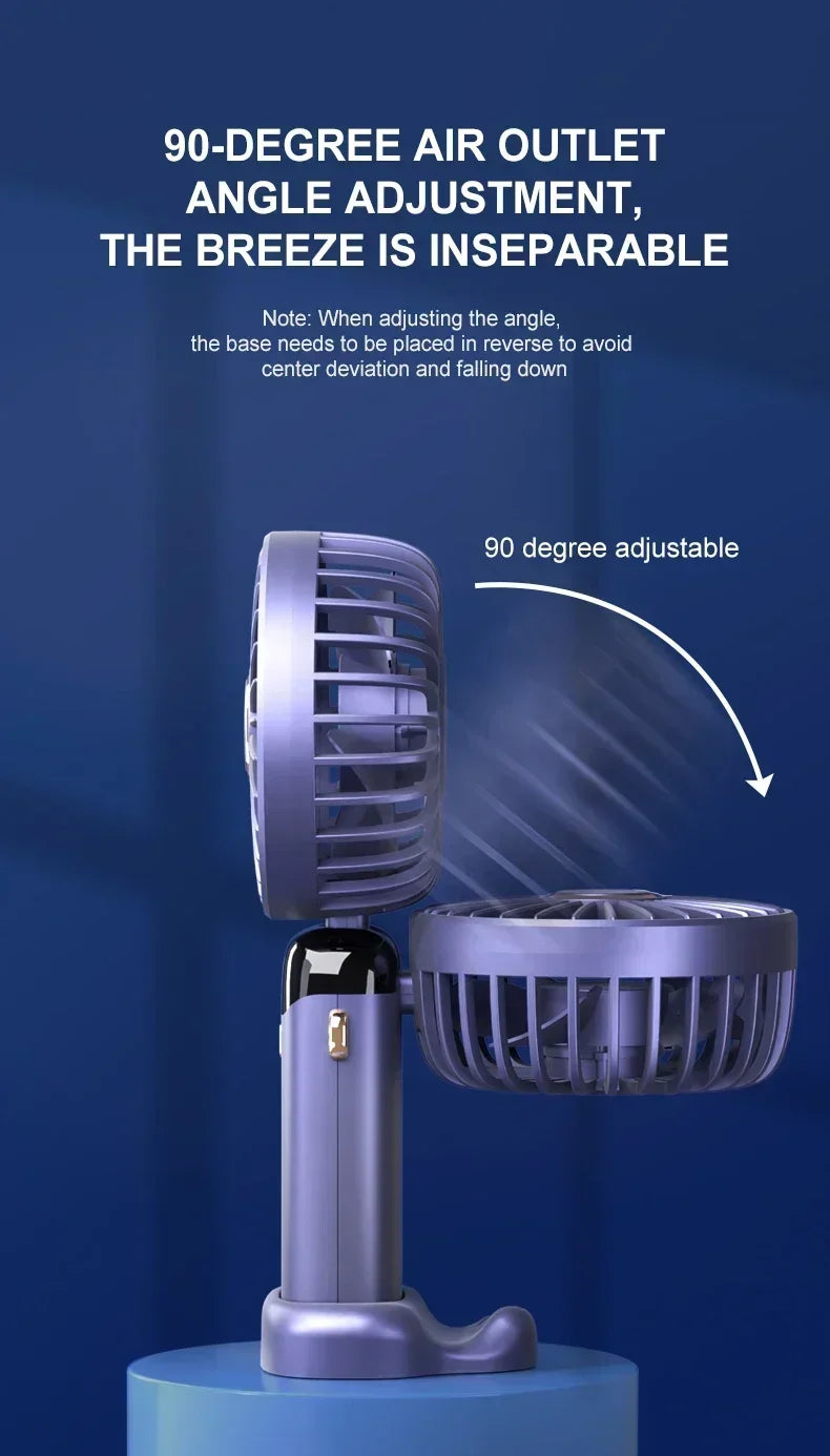 Foldable USB handheld fan -5-speed rechargeable mini fan, can be used as a phone holder and display screen