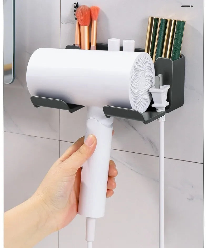 Bathroom wall rack hair dryer holder - Bathroom hair dryer holder storage box - Shower hair dryer and accessory storage rack