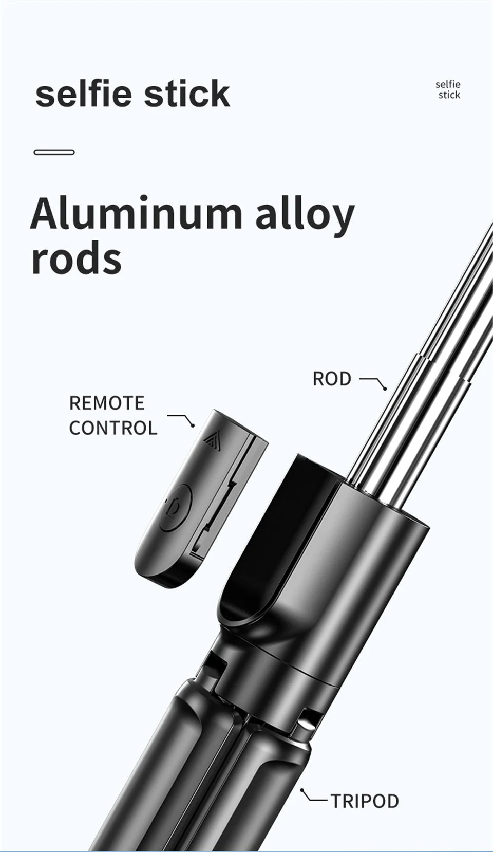 Wireless Selfie Stick Tripod Stand Bluetooth Remote Extendable Tripod for iPhone Mobile Phone Tiktok Live Streaming