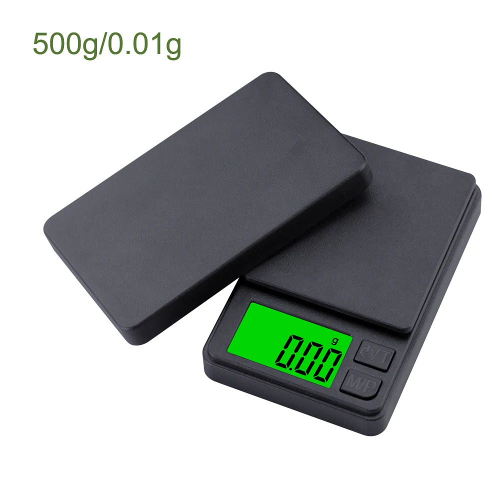 Mini Pocket Digital Scale LCD Gram Food  Jewelry Ounces Grains 500g 0.01g 1000g 0.1g Scale  Black