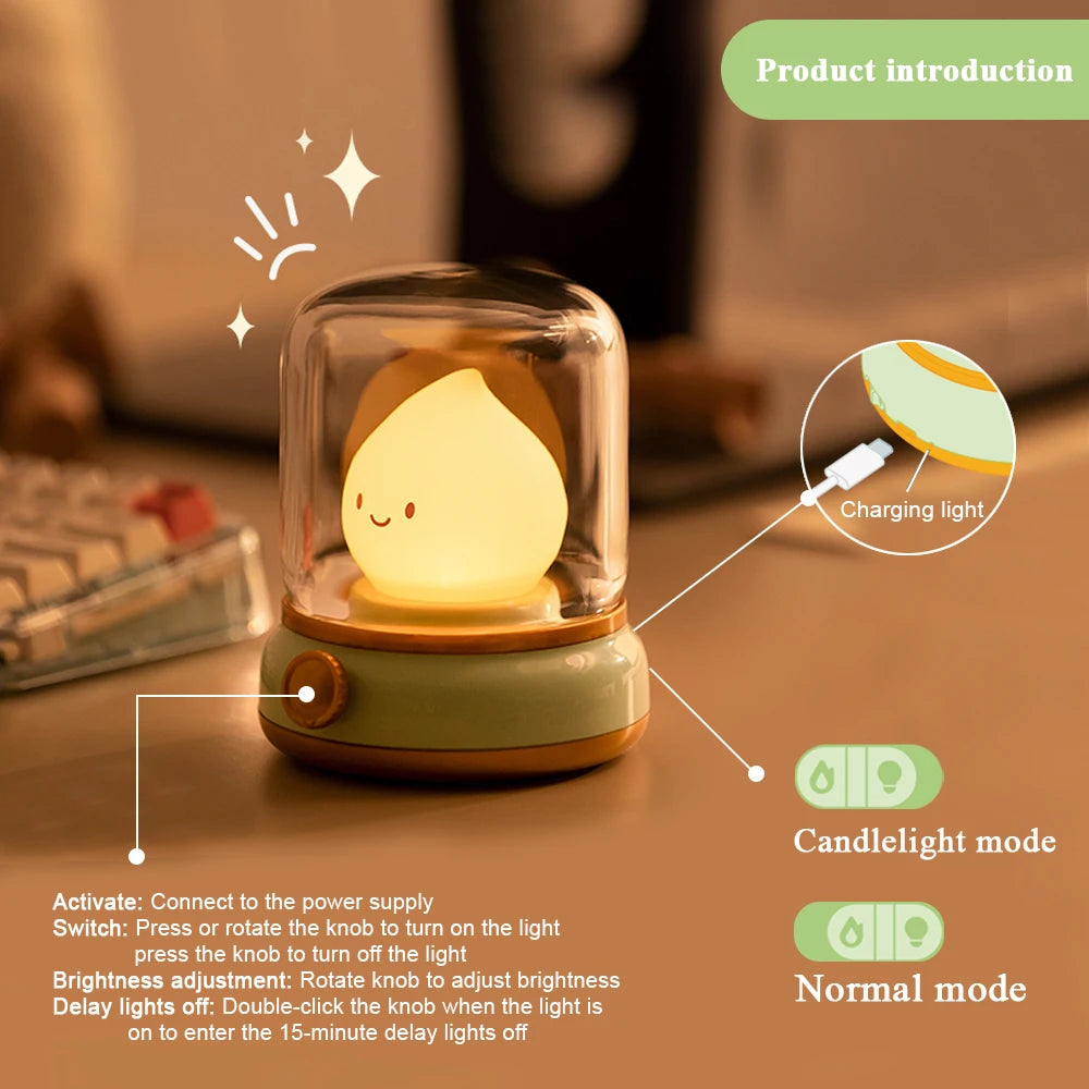 Flameless Candles Night Light Cute Capybara Kerosene Sleeping Nightlights Dimmable 2 Lighting Modes Bedside Lamp For Kid Bedroom