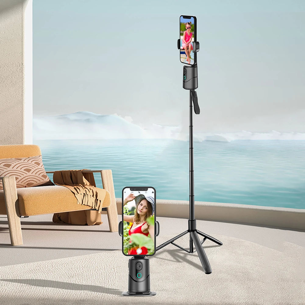 Auto Face Tracking Tripod 360° Rotation Auto Tracking Phone Holder Face Tracking Phone Tripod Holder for Tiktok Video Recording