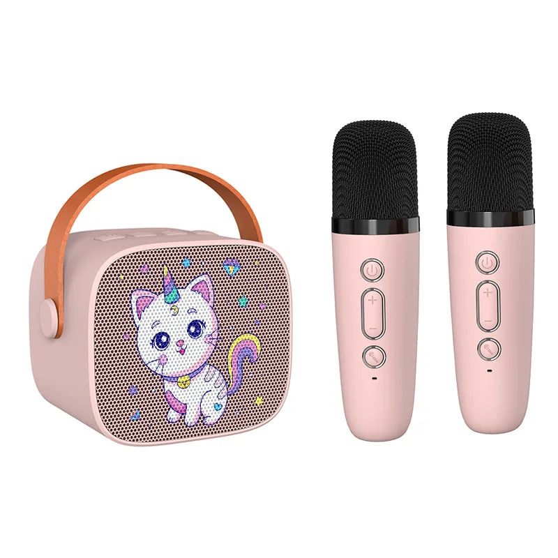 Mini Karaoke Machine for Kids Portable Speaker With 1-2 Wireless Microphone for Home KTV Birthday Party Holiday Gifts