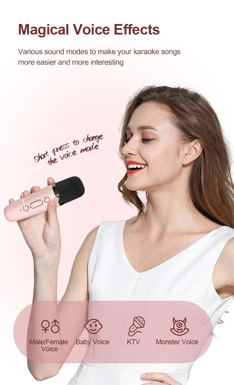Mini Karaoke Machine for Kids Portable Speaker With 1-2 Wireless Microphone for Home KTV Birthday Party Holiday Gifts