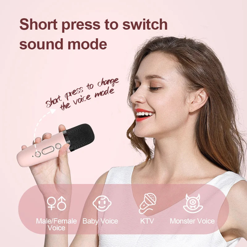 Mini Karaoke Machine for Kids Portable Speaker With 1-2 Wireless Microphone for Home KTV Birthday Party Holiday Gifts