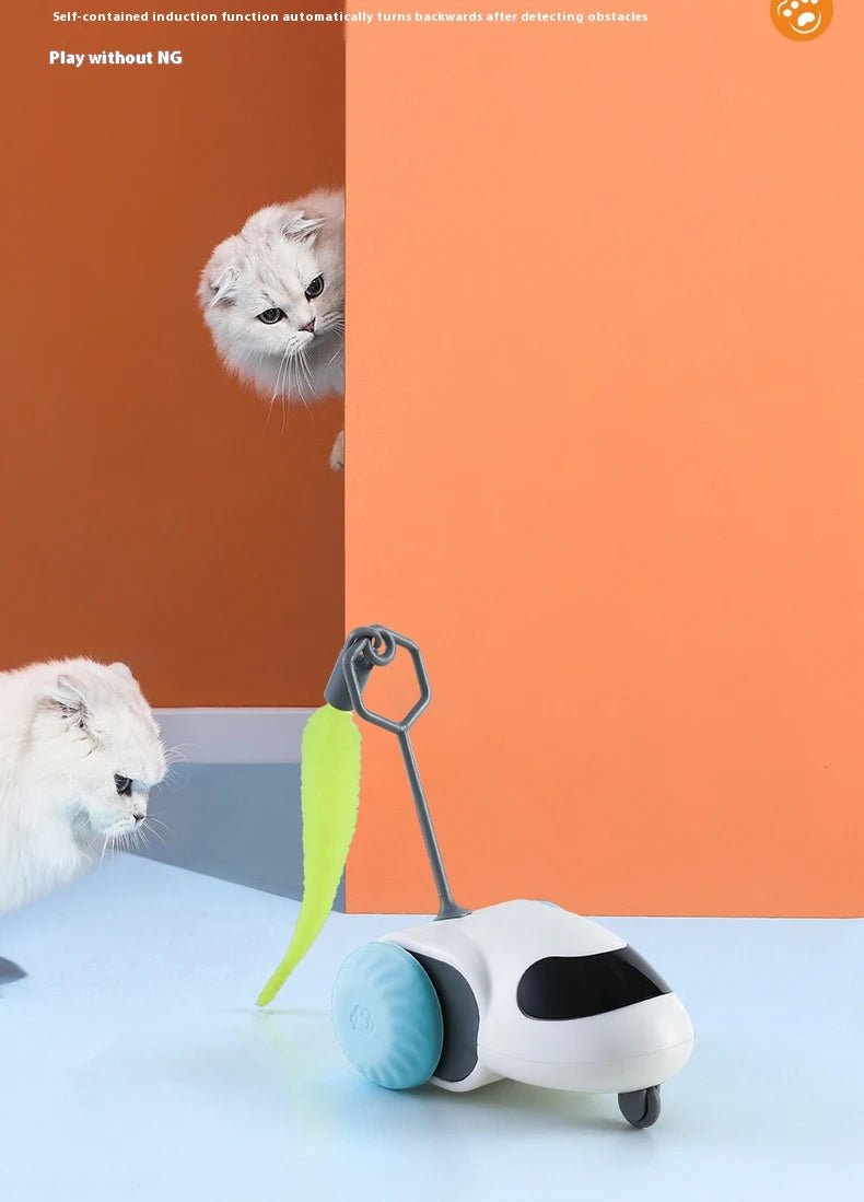 Smart Interactive Cat Toy Car Auto-Running Pet Vehicle with Obstacle Detection Durable for Indoor Cats Play