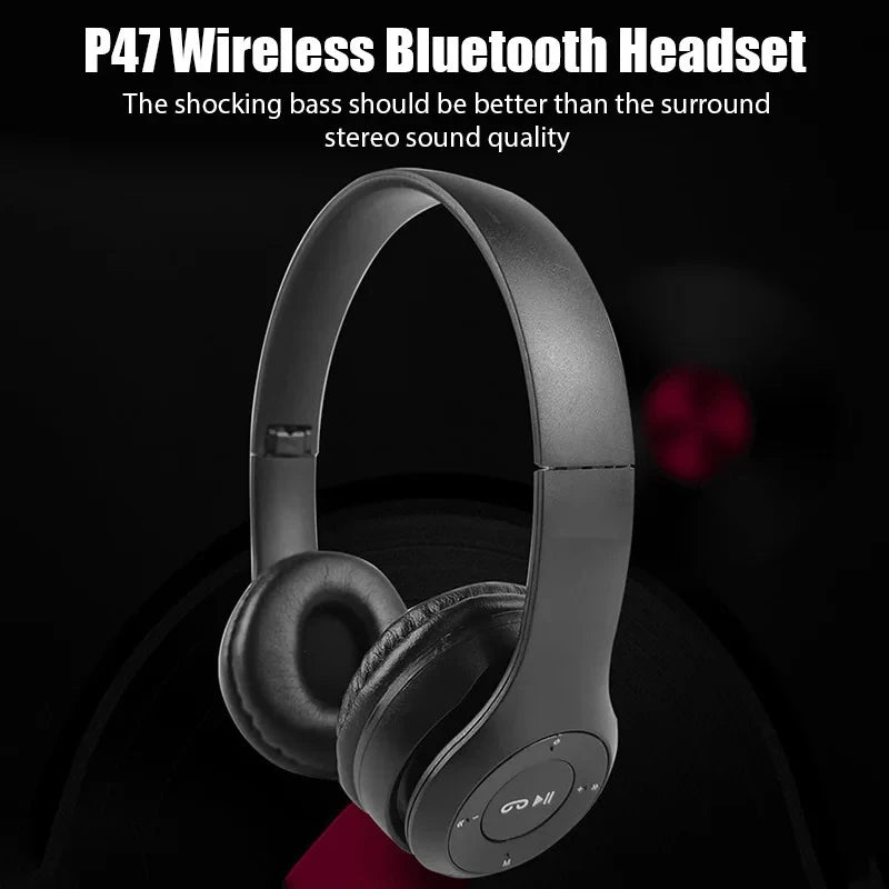 P47 Wireless bluetooth headphone With Mic Headsets Stereo Sound Earphones Sports Gaming Headphones Supports PC Smartphone