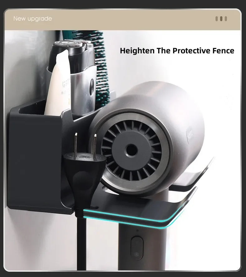 Bathroom wall rack hair dryer holder - Bathroom hair dryer holder storage box - Shower hair dryer and accessory storage rack